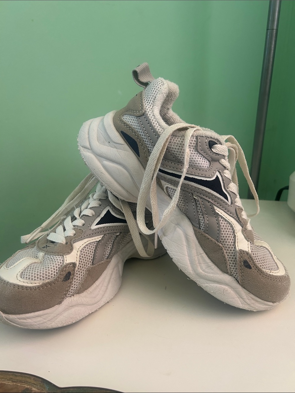 Reebok White and Gray kids  Athletic Sneakers